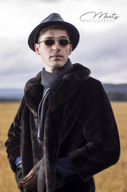 Themed Portrait, Male Model, Fur Coat, Sunglasses, Hat