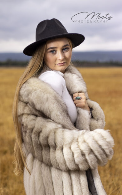 Themed Portrait, Female Model, Fur Coat, Field