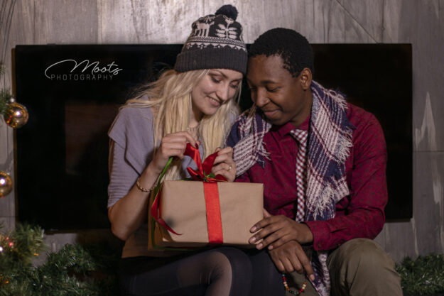 Fashion Shoot, Couple, Christmas, Presents