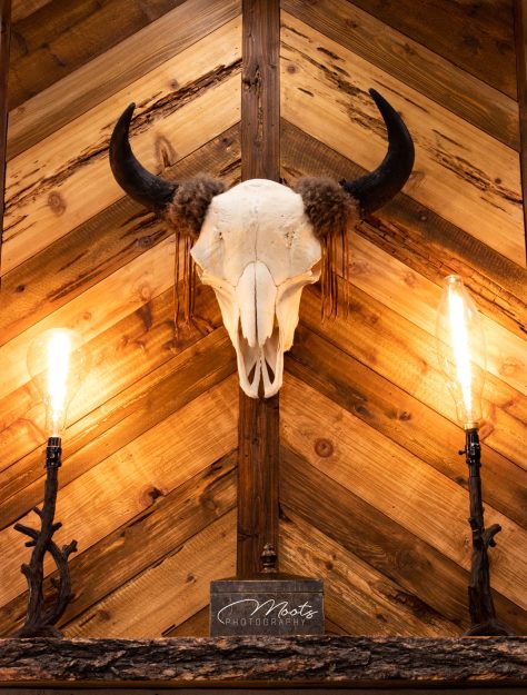Cabin, Riverfront Retreat, Indoors, Architecture, Skull, Candles, Mantel